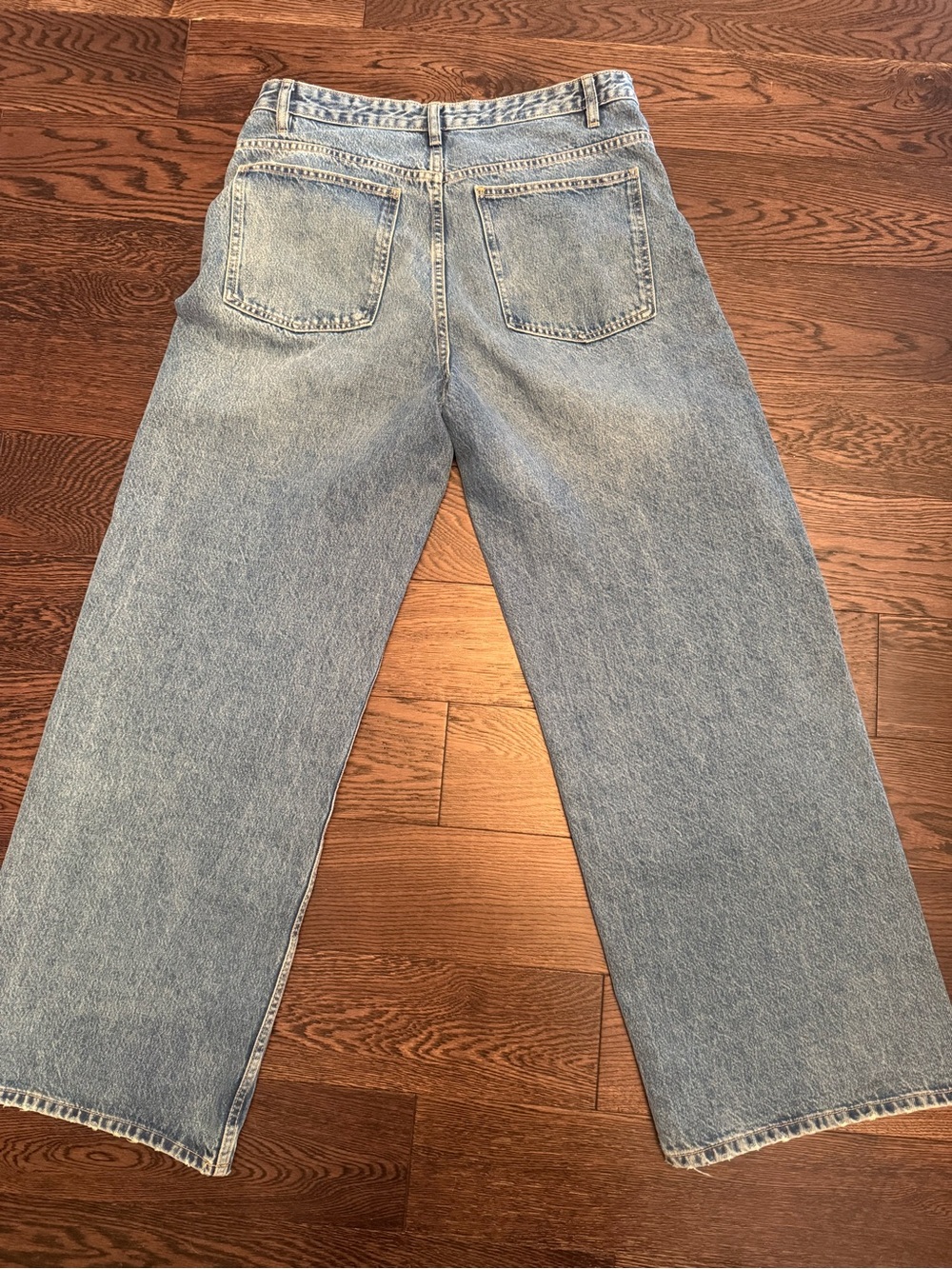 ZARA TRF High-Waist CROSSOVER WAIST Wide-Leg Jeans - Mid Blue - Picture 4 of 8